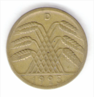 GERMANIA WEIMAR 10 REICHSPFENNIG 1925 ZECCA D - 10 Rentenpfennig & 10 Reichspfennig