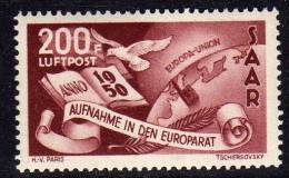 SARRE PA  N° 13 XX  Admission Au Conseil De L´Europe Sans Charnière, TB - Airmail