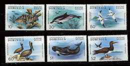Dominique ** N° 603 à 608 - Faune Marine (poissons, Cétacés, Oiseaux) - Dominique (1978-...)