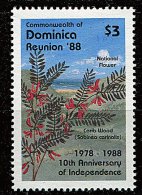 Dominique ** N° 1054 - 10e Ann. De L'Indépendance. Fleur Nationale - Dominica (1978-...)