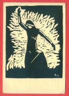 145252 / Artist  R. KOLAROFF - MORJANIN -  WOMAN - VINTAGE POSTCARD - Silhouette - Scissor-type