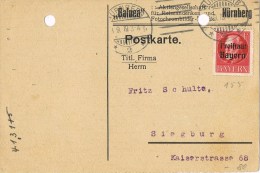 9423. Postkarte, Tarjeta NURNBERG (bayern) Bavaria 1919 - Lettres & Documents