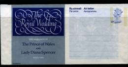 GREAT BRITAIN - 1981  ROYAL WEDDING  AEROGRAMME  MINT - Material Postal