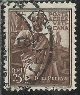 VATICANO VATIKAN VATICAN 1938 POSTA AEREA AIR MAIL SOGGETTI VARI CENT. 25  USATO USED - Luftpost