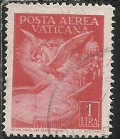 CITTÀ DEL VATICANO VATIKAN VATICAN CITY 1947 POSTA AEREA AIR MAIL SOGGETTI VARI LIRE 1 USATO USED OBLITERE' - Airmail