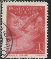 VATICANO VATIKAN VATICAN 1947 POSTA AEREA AIR MAIL SOGGETTI VARI LIRE 1 USATO USED - Poste Aérienne