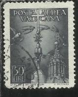 VATICANO VATIKAN VATICAN 1947 POSTA AEREA AIR MAIL SOGGETTI VARI LIRE 50 USATO USED - Poste Aérienne