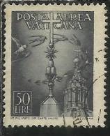 VATICANO VATIKAN VATICAN 1947 POSTA AEREA AIR MAIL SOGGETTI VARI LIRE 50 USATO USED - Posta Aerea