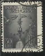 VATICANO VATIKAN VATICAN 1947 POSTA AEREA AIR MAIL SOGGETTI VARI LIRE 50 USATO USED - Airmail