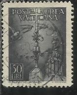 VATICANO VATIKAN VATICAN 1947 POSTA AEREA AIR MAIL SOGGETTI VARI LIRE 50 USATO USED - Poste Aérienne