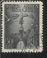 VATICANO VATIKAN VATICAN 1947 POSTA AEREA AIR MAIL SOGGETTI VARI LIRE 50 USATO USED - Posta Aerea