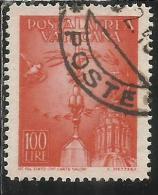 VATICANO VATIKAN VATICAN 1947 POSTA AEREA AIR MAIL SOGGETTI VARI LIRE 100 USATO USED - Poste Aérienne