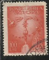 VATICANO VATIKAN VATICAN 1947 POSTA AEREA AIR MAIL SOGGETTI VARI LIRE 100 USATO USED - Posta Aerea