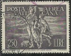 VATICANO VATIKAN VATICAN 1948 POSTA AEREA AIR MAIL TOBIA ARCANGELO E TOBIOLO LIRE 250 USED - Luftpost