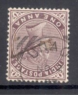 INDIA, Squared Circle Postmark ´UNAO´ On Q Victoria Stamp - 1882-1901 Imperium