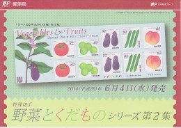 Japan 2014 Brochure Block Fruits & Vegetables - Eggplant - Tomato - Plum - Cucumber - Sin Clasificación