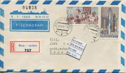 JF0626 Czechoslovakia 1966 Mail Delivery Carrier Pigeon Cover MNH - Aerogramme
