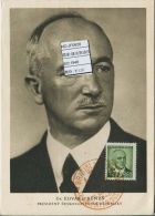 JF0628 Czechoslovakia 1948 President Benes Maximum Card MNH - Luchtpostbladen