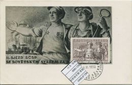 JF0640 Czechoslovakia 1950 Czech-Soviet Friendship Workers Maximum Card MNH - Luchtpostbladen