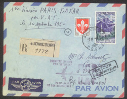Paris Dakar 1960 First Flight Registered Cover By Jetliner UAT - Erst- U. Sonderflugbriefe