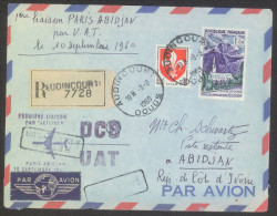 Paris Abidjan 1960 First Flight Registered Cover By Jetliner UAT - Erst- U. Sonderflugbriefe