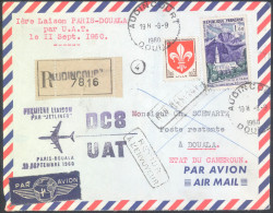 UAT 1960 Paris - Douala DC8 First Flight Registered Cover - First Flight Covers