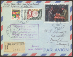 Lufthansa 1962 Paris - Frankfurt Caravelle First Flight Registered Cover - Eerste Vluchten