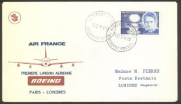 Air France 1968 Paris - London Boeing First Flight Cover - Erst- U. Sonderflugbriefe