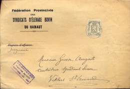 Enveloppe Omslag Syndicat D'Elevage Bovin Du Hainaut - Montrieul Au Bois - Naar Villers Saint Amand - Briefe