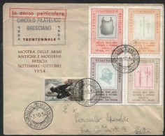 1954 Italia, Mostra Armi Antiche E Moderne Lettera Con Erinnofili Circolo Filatelico Brescia - Autres & Non Classés