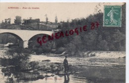 87 - CONDAT SUR VIENNE - LE PONT- PECHEUR A LA LIGNE   EDITEUR NOUVELLES GALERIES - Condat Sur Vienne