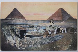 Pyramides De Chéops Et De Khéphren, Le Sphinx Et Le Temple De Khéphren (Egypte), Carte Postale Ancienne. - Sphynx