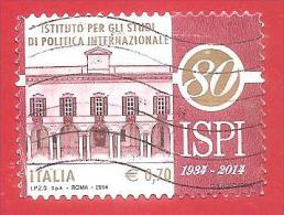 ITALIA REPUBBLICA USATO - 2014 - 80º Ann. Fondazione Istituto Studi Politica Internazionale - ISPI - € 0,70 - S. 3468 - 2011-20: Afgestempeld