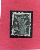 ITALIA REGNO ITALY KINGDOM 1944 RSI GNR REPUBBLICA SOCIALE POSTA AEREA AIR MAIL SOGGETTI ALLEGORICI CENT. 25 USATO USED - Luftpost