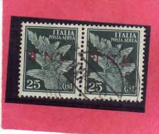 ITALIA REGNO ITALY KINGDOM 1944 RSI GNR REPUBBLICA SOCIALE POSTA AEREA AIR MAIL SOGGETTI ALLEGORICI CENT. 25 USATO USED - Luftpost