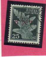 ITALIA REGNO ITALY KINGDOM 1944 RSI GNR REPUBBLICA SOCIALE POSTA AEREA AIR MAIL SOGGETTI ALLEGORICI CENT. 25 USATO USED - Luchtpost