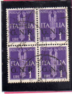 ITALIA REGNO ITALY KINGDOM 1944 RSI GNR REPUBBLICA SOCIALE POSTA AEREA AIR MAIL SOGGETTI ALLEGORICI LIRE 1 USATO USED - Luftpost