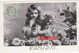 Lot / Série De 4 CPA / Fillette / Fleurs / 1907 - 1908 - Sammlungen, Lose & Serien