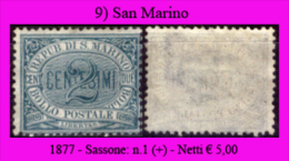 San-Marino-0009 - 1877-Sassone: N.1(+)Hinged - - Unused Stamps