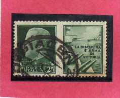 ITALIA REGNO ITALY KINGDOM 1942 PROPAGANDA DI GUERRA WAR PROMOTION CENT. 25 I TIPO USATO USED - War Propaganda