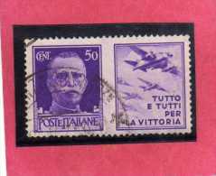 ITALIA REGNO ITALY KINGDOM 1942 PROPAGANDA DI GUERRA WAR PROMOTION CENT. 50 III TIPO USATO USED - War Propaganda