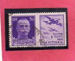 ITALIA REGNO ITALY KINGDOM 1942 PROPAGANDA DI GUERRA WAR PROMOTION CENT. 50 III TIPO USATO USED - Oorlogspropaganda