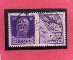 ITALIA REGNO ITALY KINGDOM 1942 PROPAGANDA DI GUERRA WAR PROMOTION CENT. 50 III TIPO USATO USED - Oorlogspropaganda