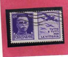 ITALIA REGNO ITALY KINGDOM 1942 PROPAGANDA DI GUERRA WAR PROMOTION CENT. 50 III TIPO USATO USED - Oorlogspropaganda