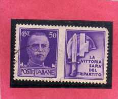 ITALIA REGNO ITALY KINGDOM 1942 PROPAGANDA DI GUERRA WAR PROMOTION CENT. 50 IV TIPO USATO USED - Propagande De Guerre