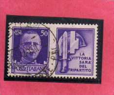 ITALIA REGNO ITALY KINGDOM 1942 PROPAGANDA DI GUERRA WAR PROMOTION CENT. 50 IV TIPO USATO USED - War Propaganda