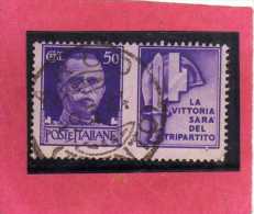 ITALIA REGNO ITALY KINGDOM 1942 PROPAGANDA DI GUERRA WAR PROMOTION CENT. 50 IV TIPO USATO USED - War Propaganda