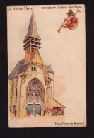 Jolie CPA Chocolat Guérin-Boutron, Le Vieux Paris, Albert Robida, église Saint-Julien-des-Ménétriers - Schokolade