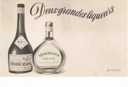 VIEUX PAPIERS-BUVARD-PUB-ALIMENTAIRE-DEUX GRANDES LIQUEURS-VIEILLE CURE ET MABORANGE-13 X 21 Cm- - Liqueur & Bière