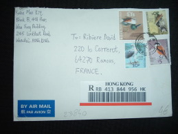 LR PAR AVION POUR FRANCE TP OISEAU 13 S + 5 S + 20 C + 10 C OBL. 1 6 12 HONG KONG - Covers & Documents